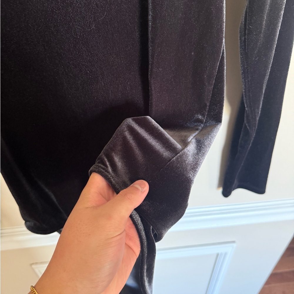 Old Navy Gray Sparkly Velvet Square Neck Long Sleeve Bodysuit Size Small NWOT - Picture 4 of 5